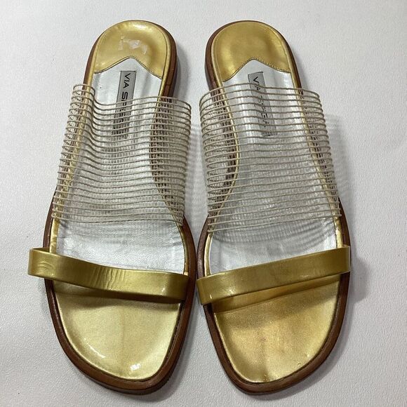 Via Spiga Yellow White Sheer Open Toe Summer Sandal Shoes - Picture 12 of 14